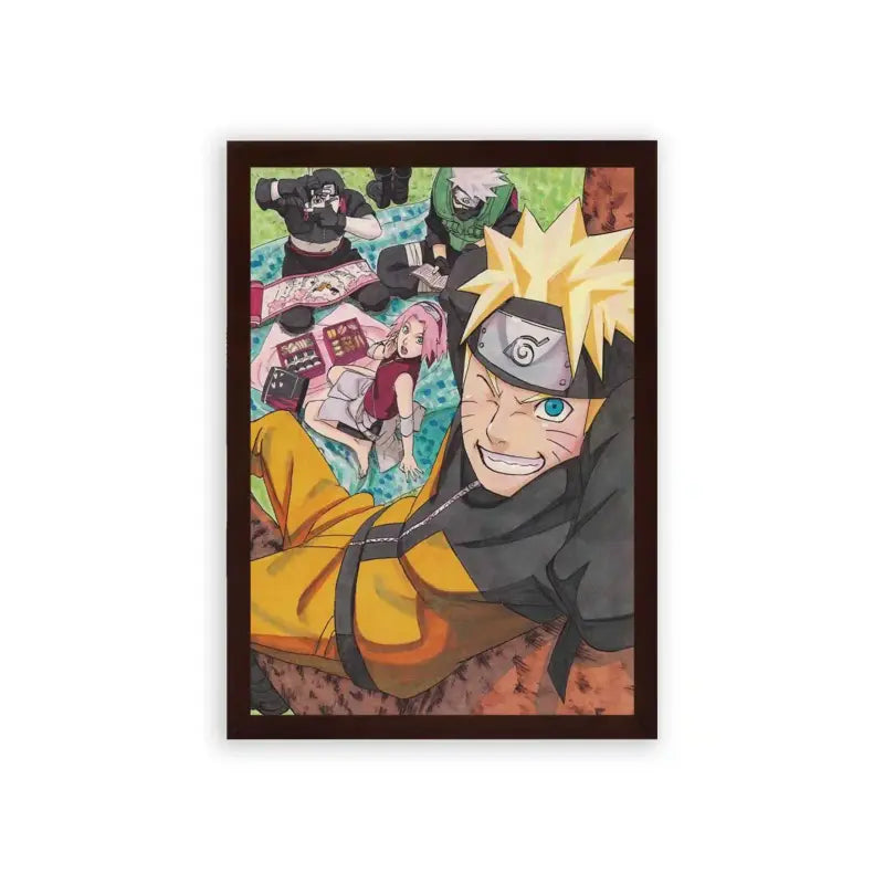 Naruto 'Bonds of Friendship' Framed Poster Brown Premium Wood