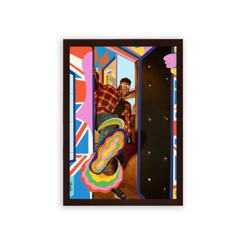 Marwan Pablo 'Kaleidoscope' Framed Poster Brown Premium Wood