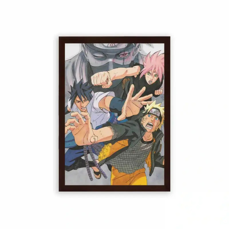 Naruto 'Konoha's Finest' Framed Poster Brown Premium Wood