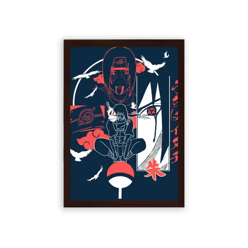 Naruto 'Shinobi Silhouette' Framed Poster Brown Premium Wood