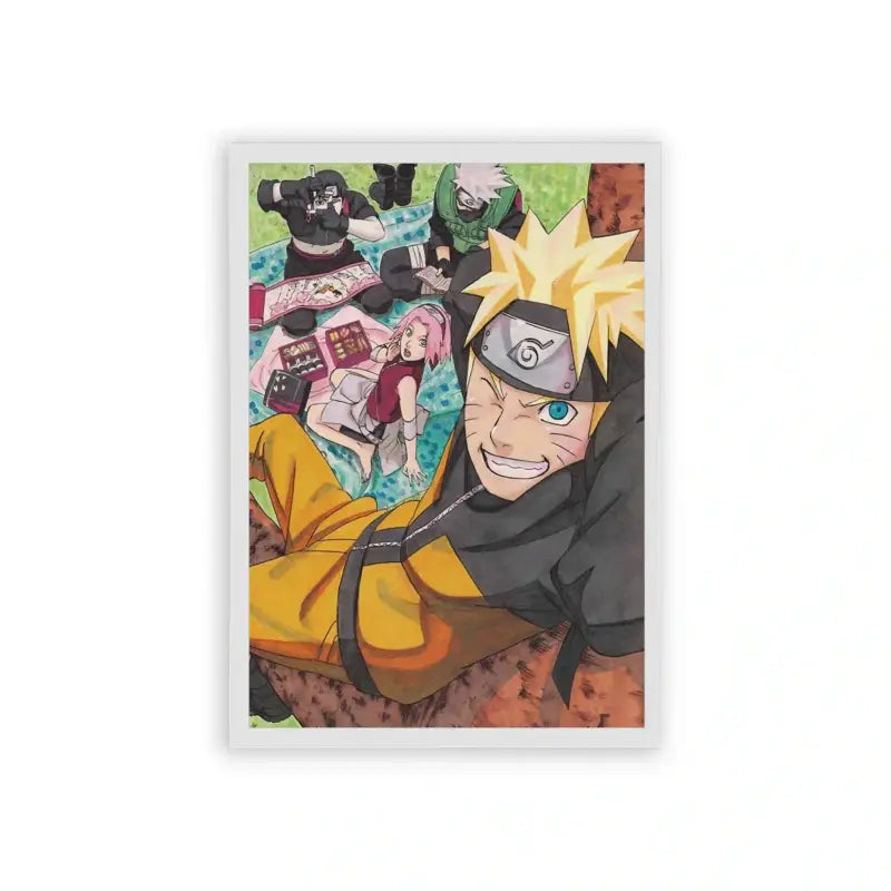 Naruto 'Bonds of Friendship' Framed Poster White Hard Fiber