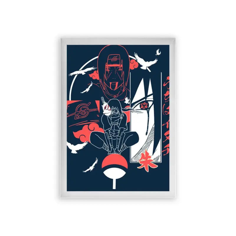 Naruto 'Shinobi Silhouette' Framed Poster White Premium Wood