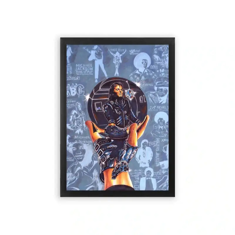 Michael Jackson 'Moonwalk Through History' Framed Poster Black Premium Wood