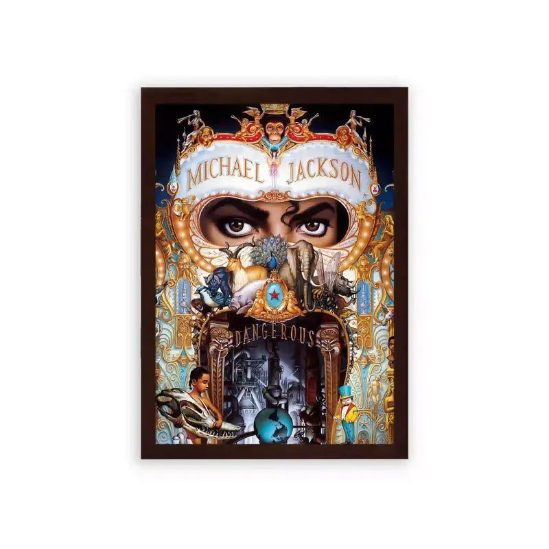 Michael Jackson 'Dangerous' Framed Poster Brown Premium Wood