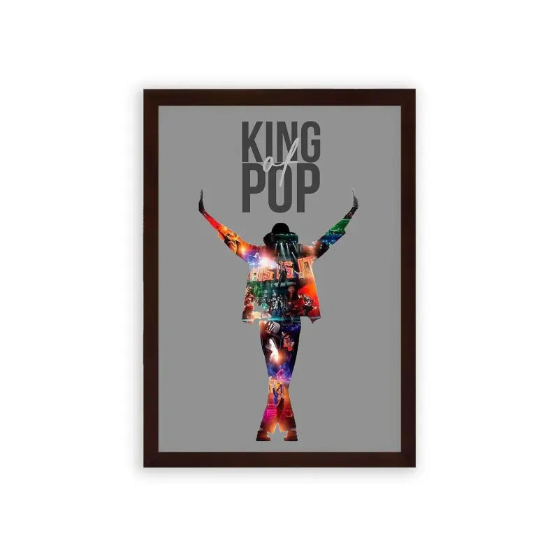 Michael Jackson 'King of Pop' Framed Poster Brown Premium Wood