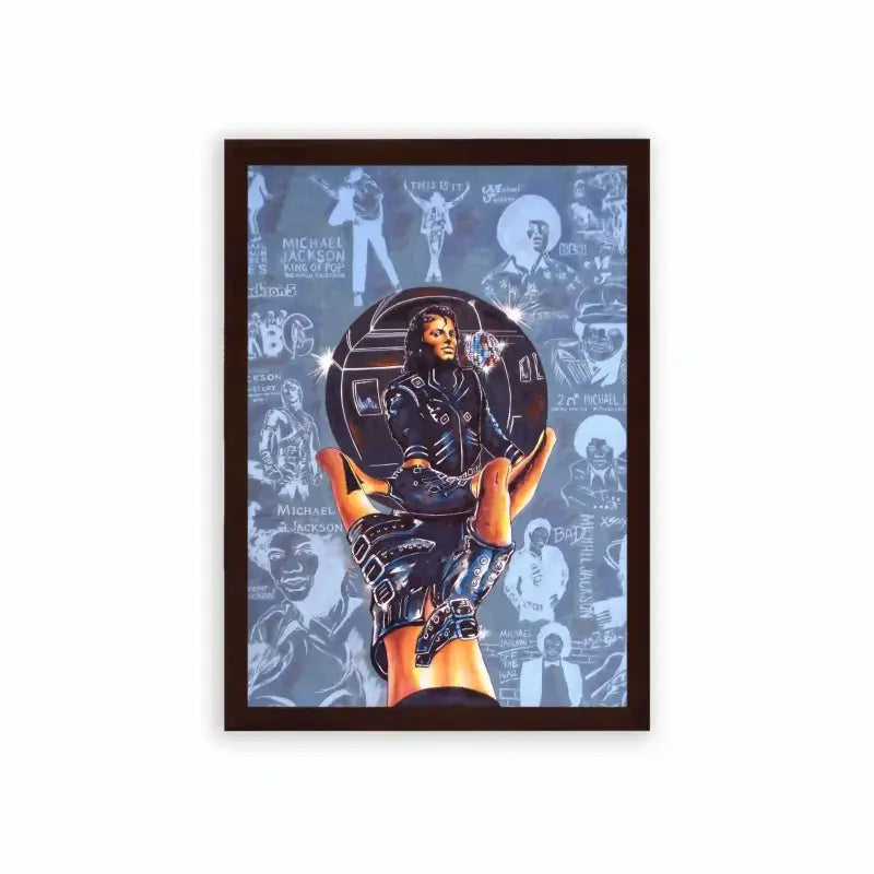 Michael Jackson 'Moonwalk Through History' Framed Poster Brown Premium Wood