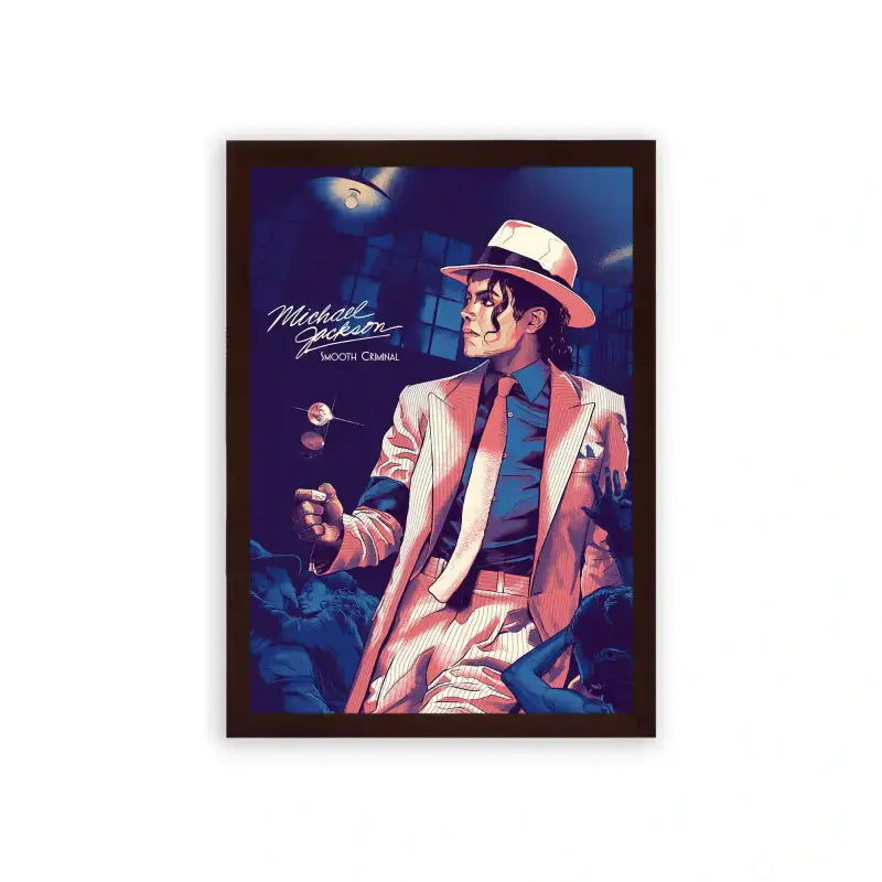 Michael Jackson 'Smooth Criminal' Framed Poster Brown Premium Wood