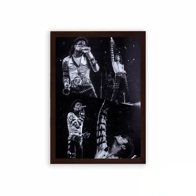 Michael Jackson 'The King of Pop' Framed Poster Brown Premium Wood