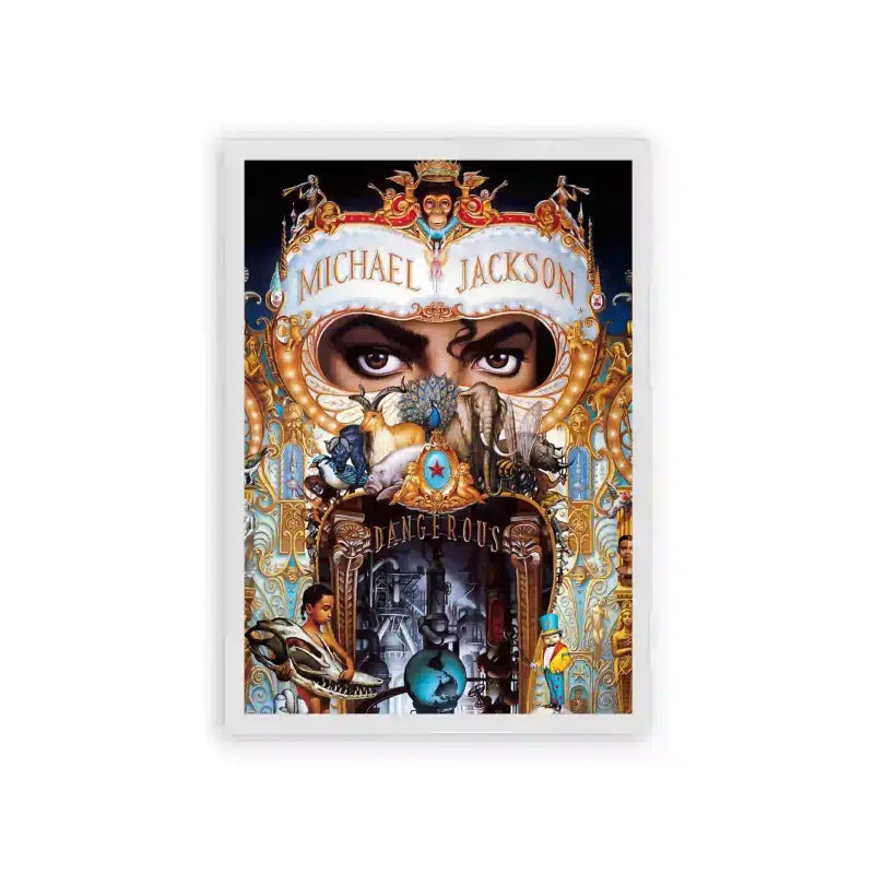 Michael Jackson 'Dangerous' Framed Poster White Hard Fiber