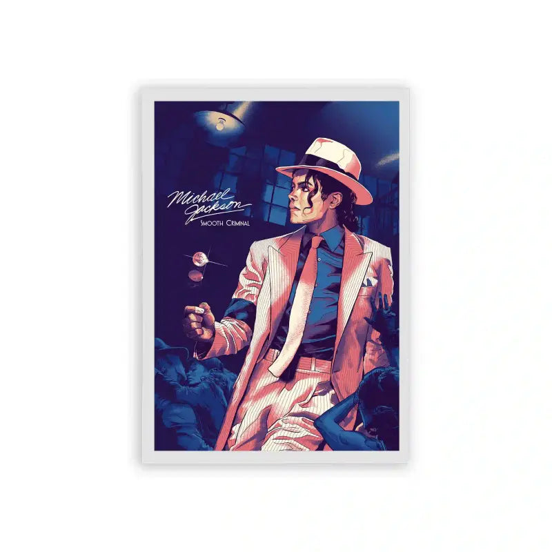 Michael Jackson 'Smooth Criminal' Framed Poster White Hard Fiber