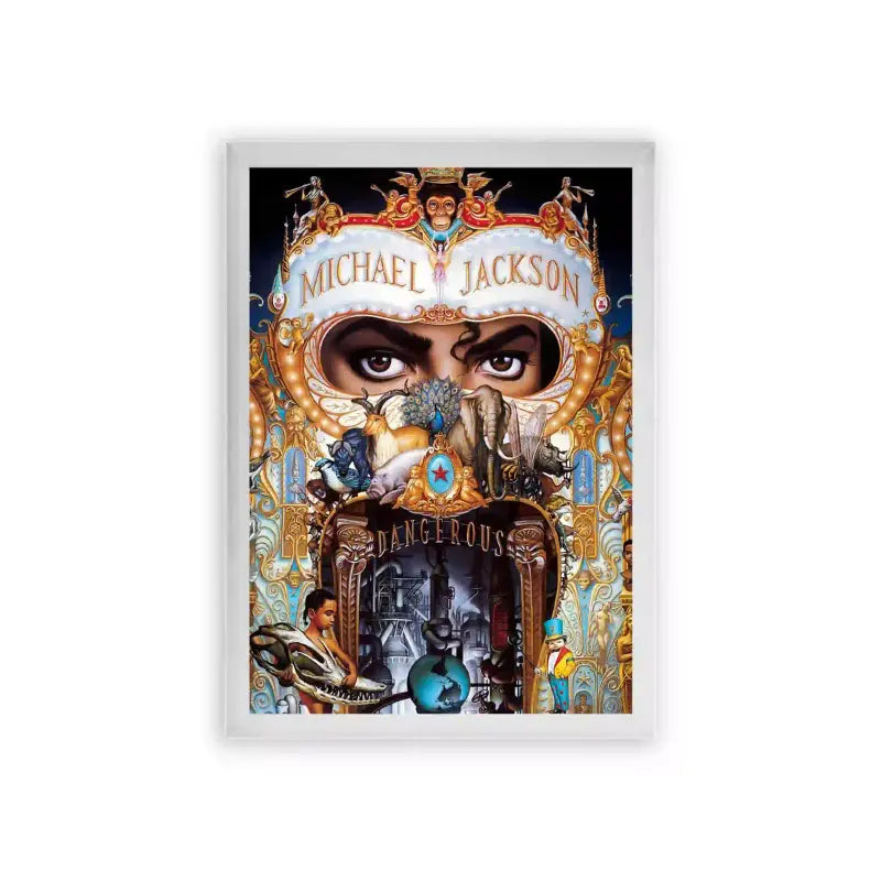 Michael Jackson 'Dangerous' Framed Poster White Premium Wood