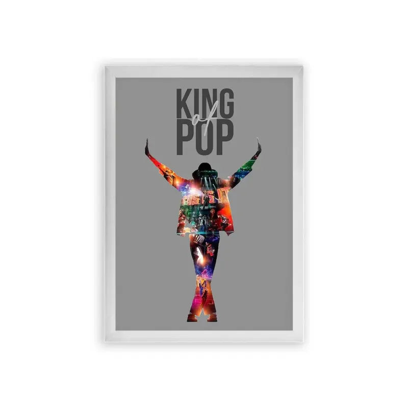 Michael Jackson 'King of Pop' Framed Poster White Premium Wood