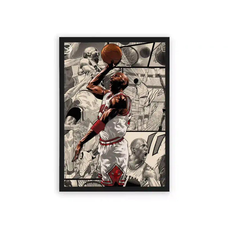 Michael Jordan 'Bulls in Motion' Framed Poster Black Hard Fiber