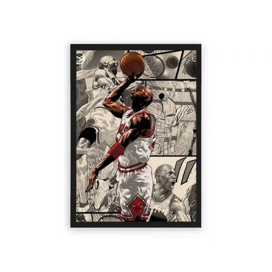 Michael Jordan 'Bulls in Motion' Framed Poster Black Hard Fiber