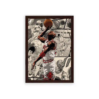 Michael Jordan 'Bulls in Motion' Framed Poster Brown Premium Wood