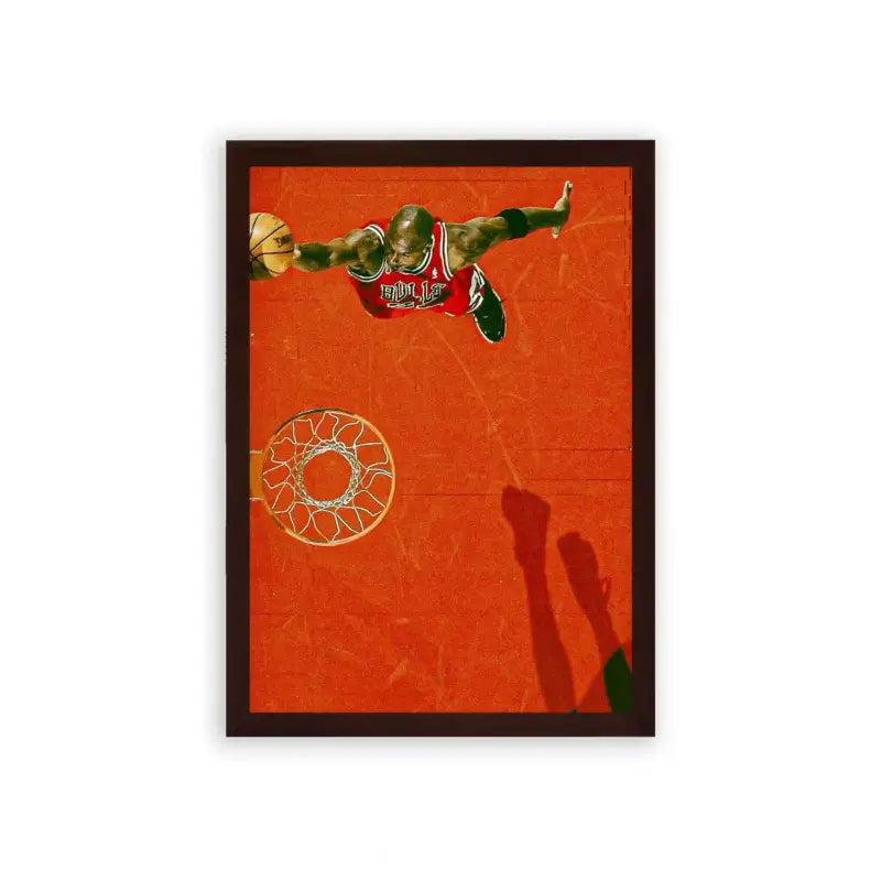 Michael Jordan 'Dunk of a Legend' Framed Poster Brown Premium Wood