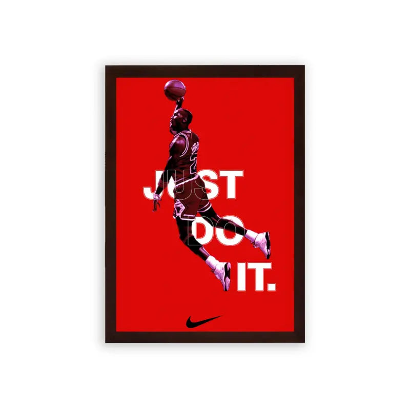 Michael Jordan 'Just Do It' Framed Poster Brown Premium Wood