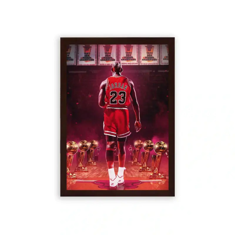 Michael Jordan 'Most Awarded' Framed Poster Brown Premium Wood