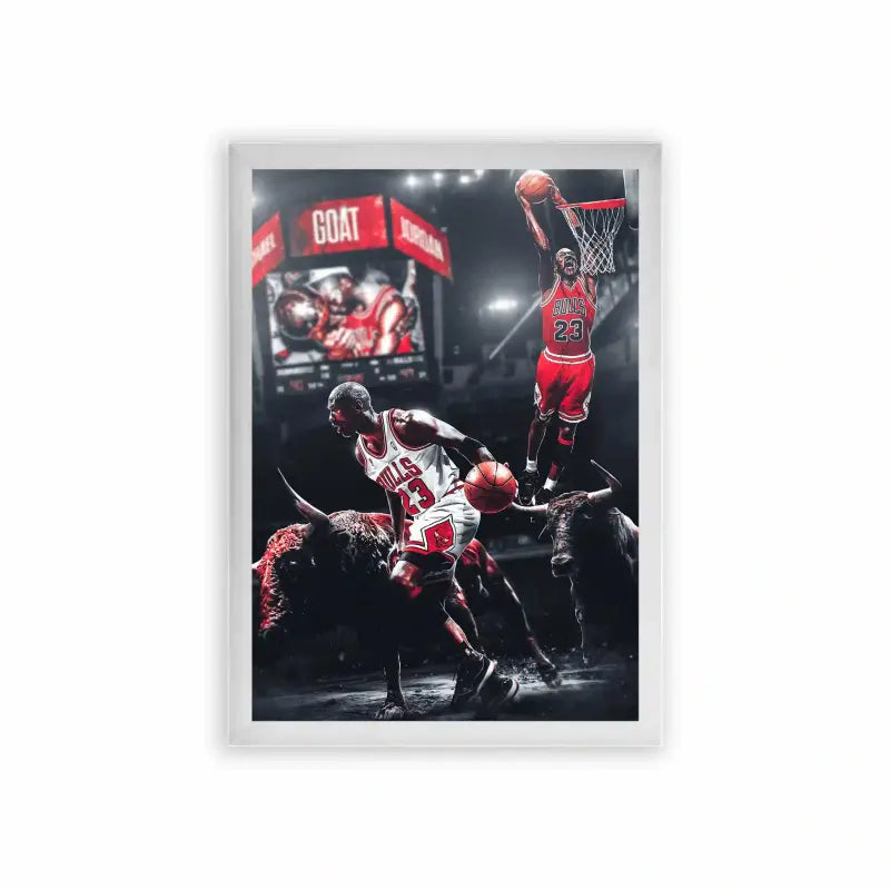 Michael Jordan 'Flight of the Champion' Framed Poster White Premium Wood