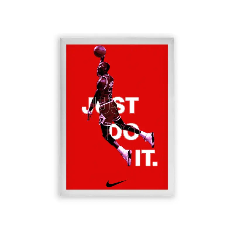 Michael Jordan 'Just Do It' Framed Poster White Premium Wood