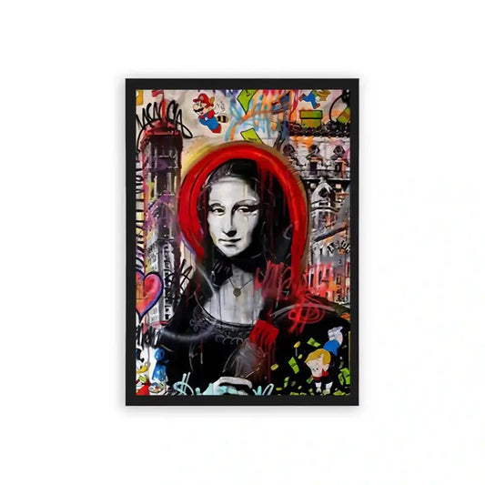 Mona Lisa 'Contemporary Chaos' Framed Poster Black Hard Fiber