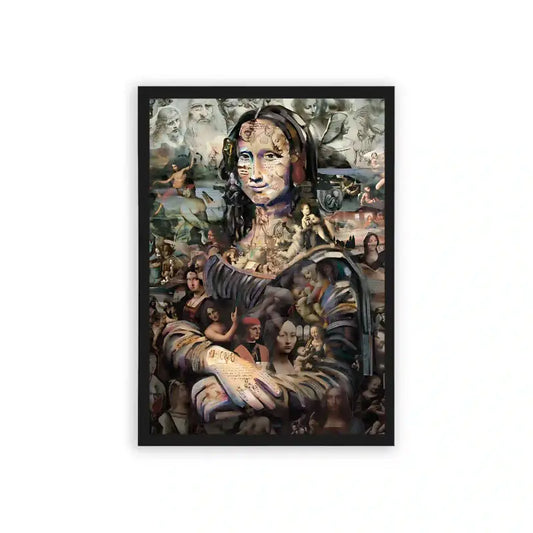 Mona Lisa 'Journey Through Art' Framed Poster Black Hard Fiber