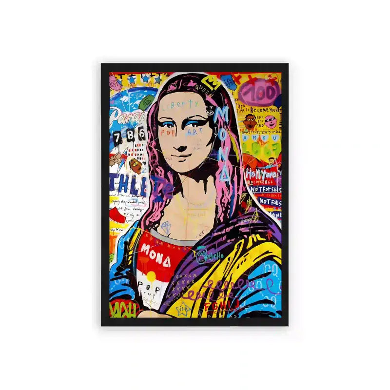 Mona Lisa 'In The World of Pop Graffiti' Framed Poster Black Hard Fiber