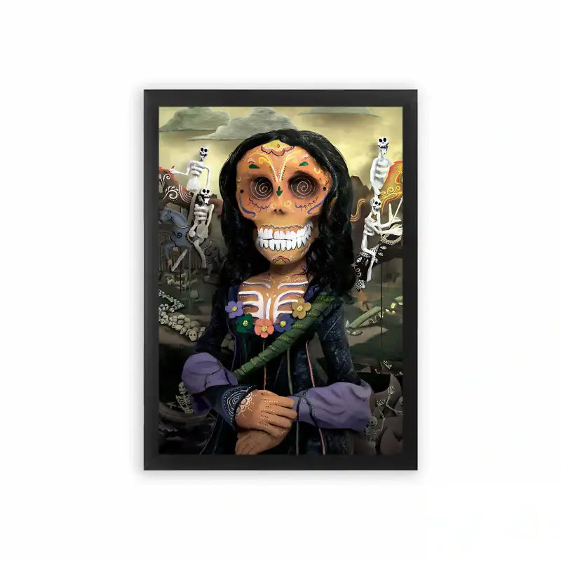 Mona Lisa 'Afterlife Fiesta' Framed Poster Black Premium Wood