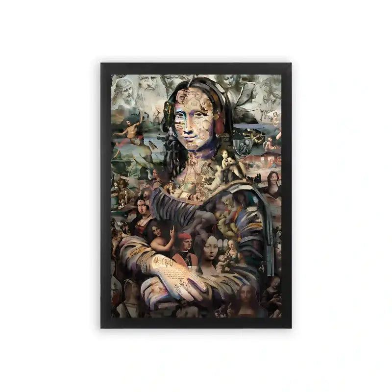 Mona Lisa 'Journey Through Art' Framed Poster Black Premium Wood