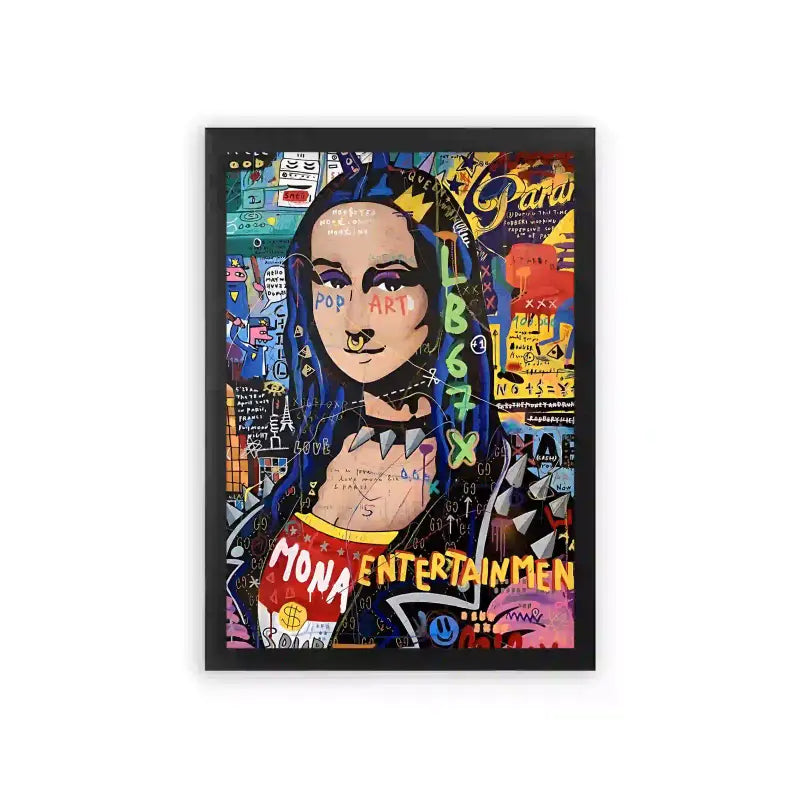 Mona Lisa 'Street Vibe' Framed Poster Black Premium Wood