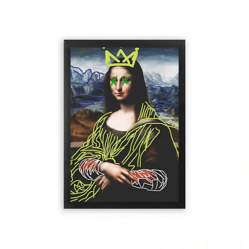 Mona Lisa 'The Queen' Framed Poster Black Premium Wood