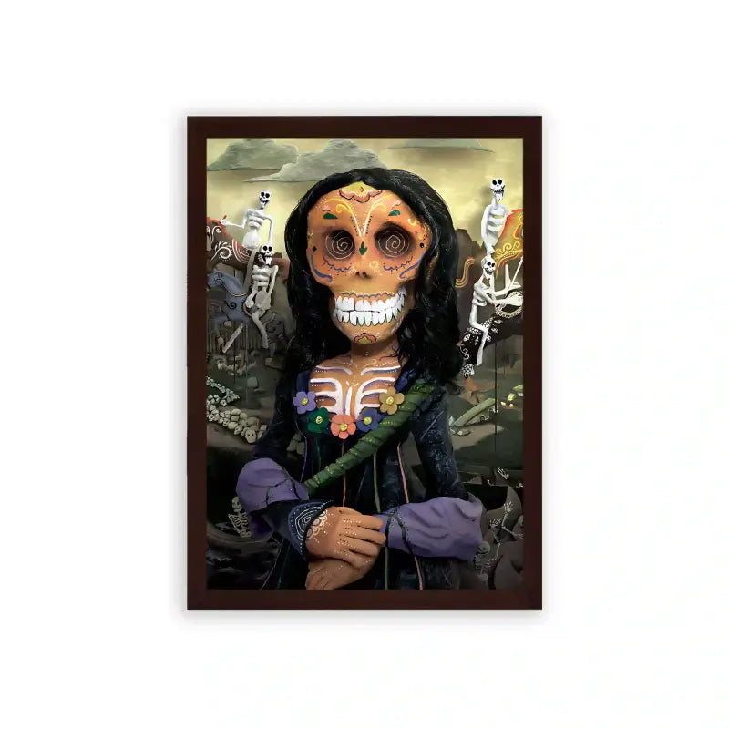 Mona Lisa 'Afterlife Fiesta' Framed Poster Brown Premium Wood