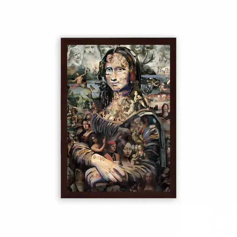 Mona Lisa 'Journey Through Art' Framed Poster Brown Premium Wood