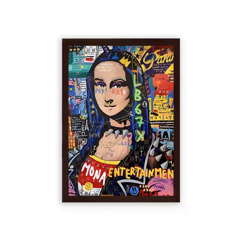 Mona Lisa 'Street Vibe' Framed Poster Brown Premium Wood