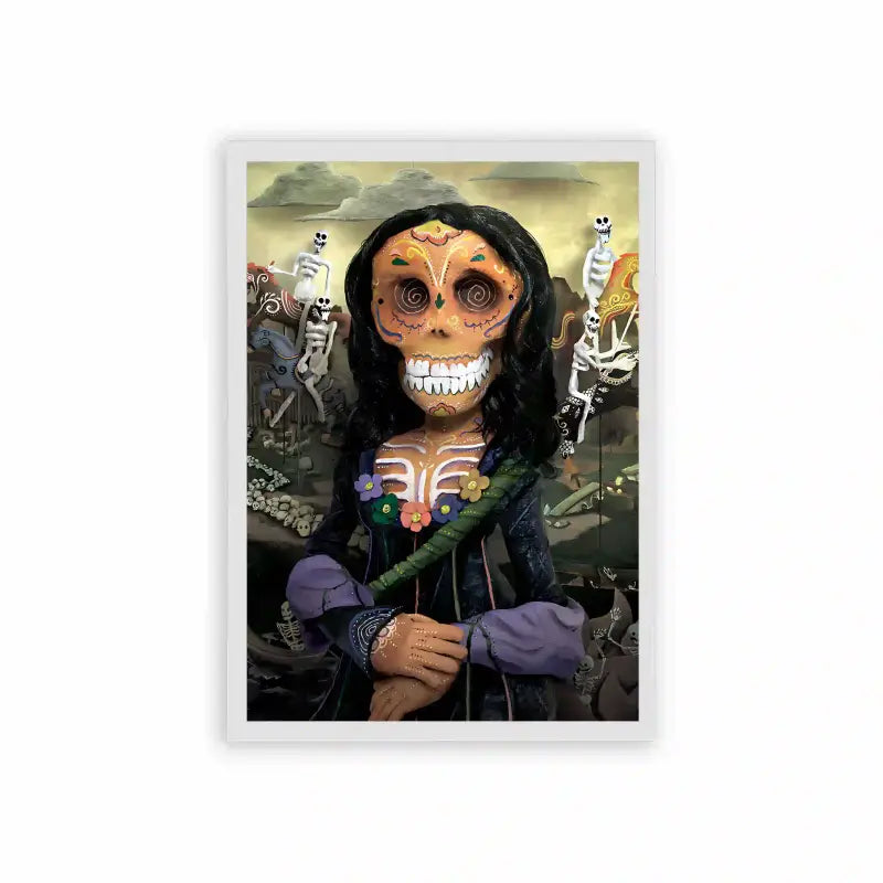 Mona Lisa 'Afterlife Fiesta' Framed Poster White Hard Fiber