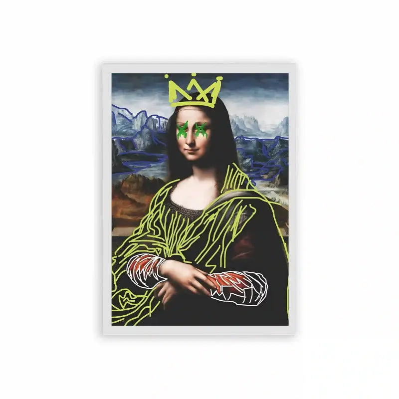 Mona Lisa 'The Queen' Framed Poster White Hard Fiber