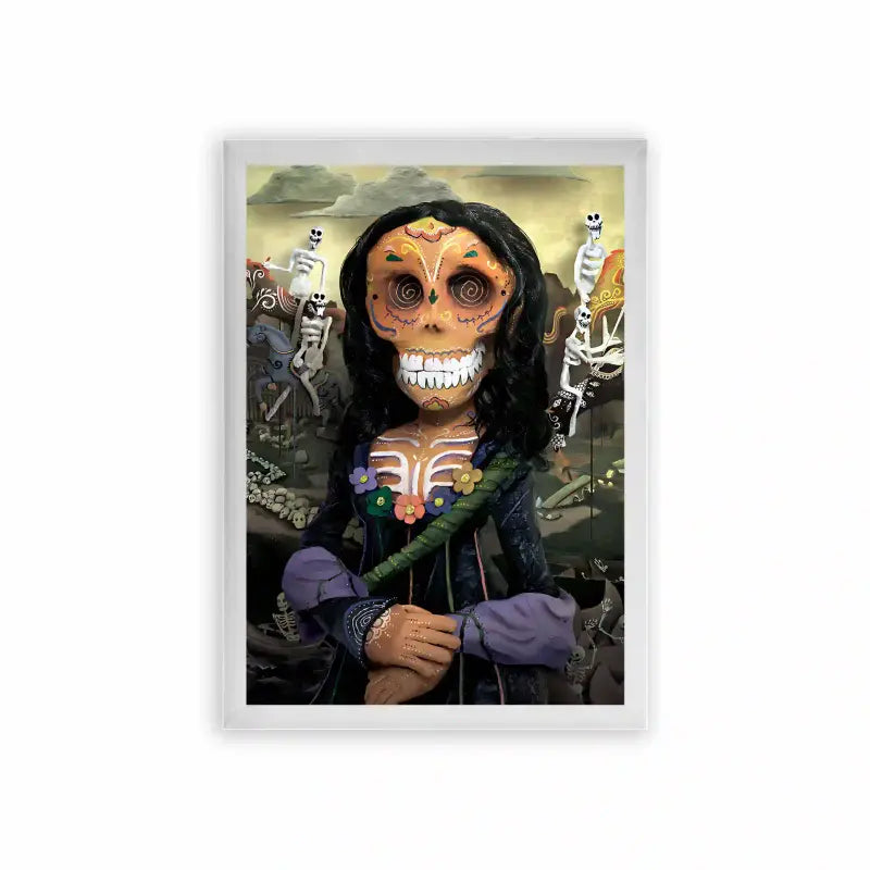 Mona Lisa 'Afterlife Fiesta' Framed Poster White Premium Wood