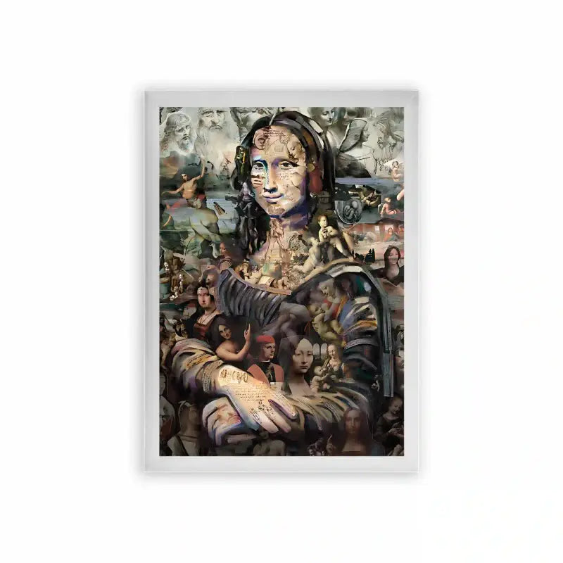 Mona Lisa 'Journey Through Art' Framed Poster White Premium Wood