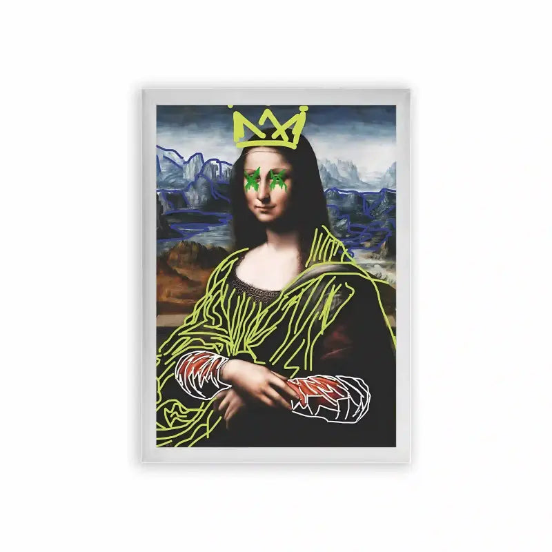 Mona Lisa 'The Queen' Framed Poster White Premium Wood