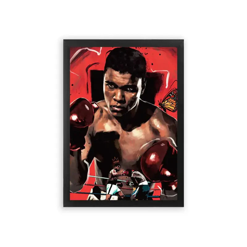 Muhammad Ali 'Butterfly' Framed Poster Black Premium Wood