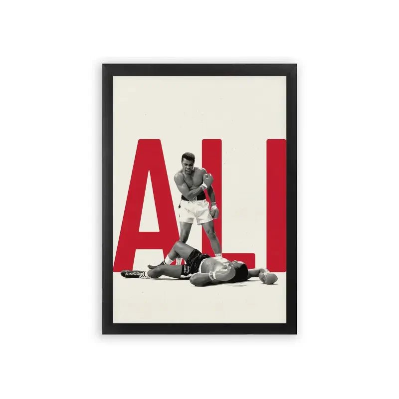 Muhammad Ali 'Historic KO' Framed Poster Black Premium Wood