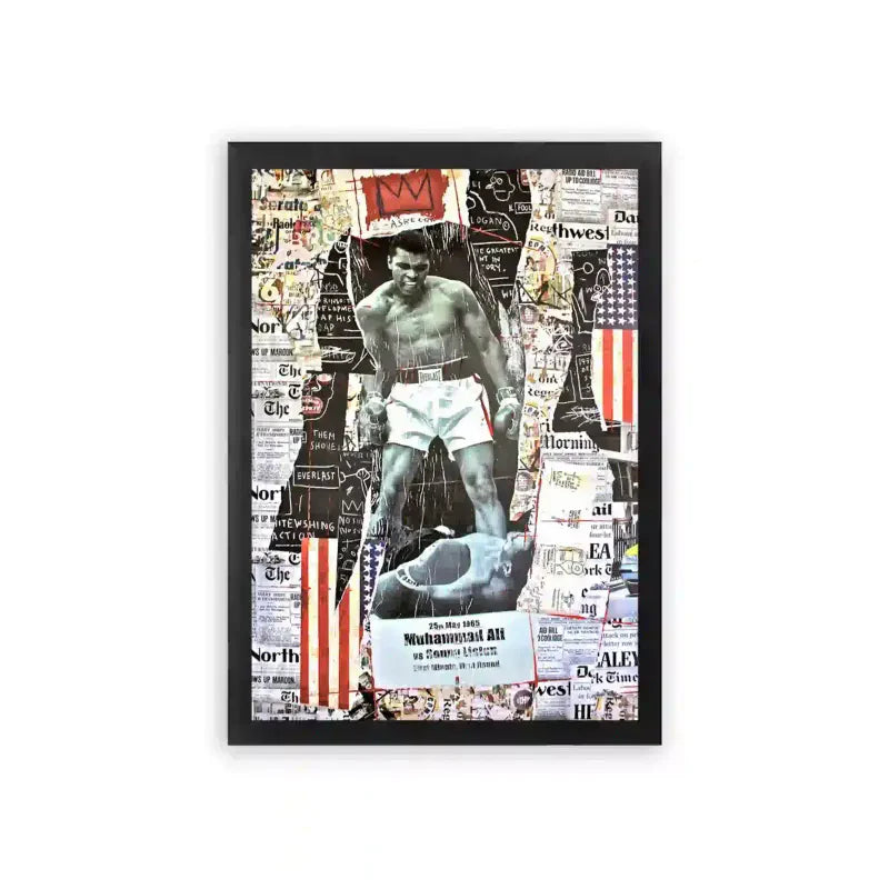 Muhammad Ali 'Legendary Knockout' Framed Poster Black Premium Wood