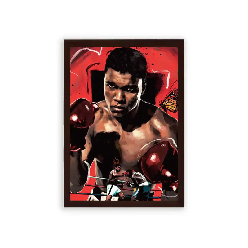 Muhammad Ali 'Butterfly' Framed Poster Brown Premium Wood