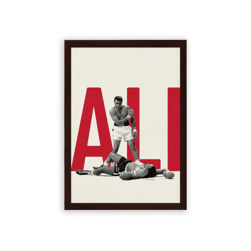 Muhammad Ali 'Historic KO' Framed Poster Brown Premium Wood