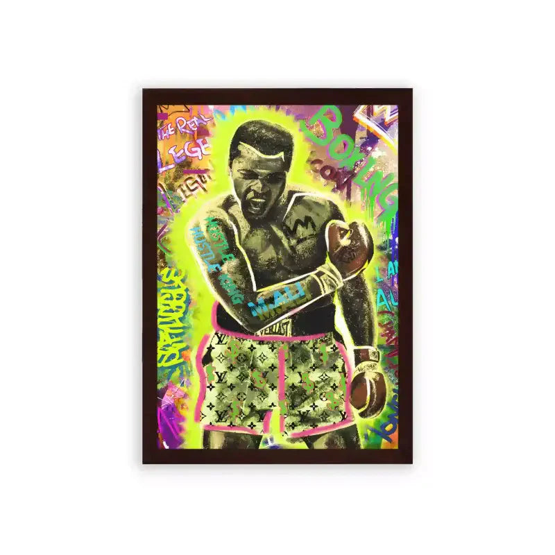 Muhammad Ali 'The Greatest in Color' Framed Poster Brown Premium Wood