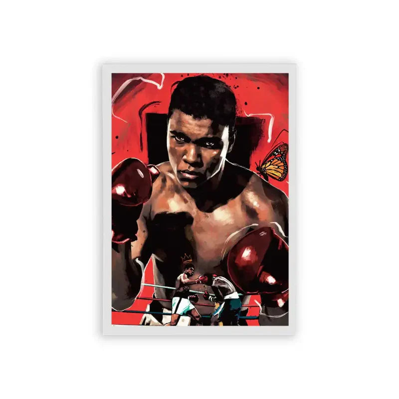 Muhammad Ali 'Butterfly' Framed Poster White Hard Fiber