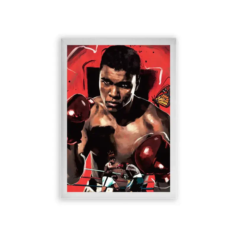 Muhammad Ali 'Butterfly' Framed Poster White Premium Wood