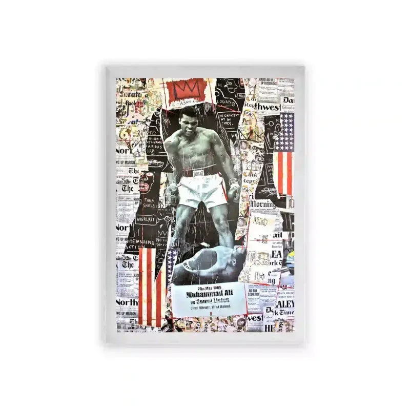 Muhammad Ali 'Legendary Knockout' Framed Poster White Premium Wood