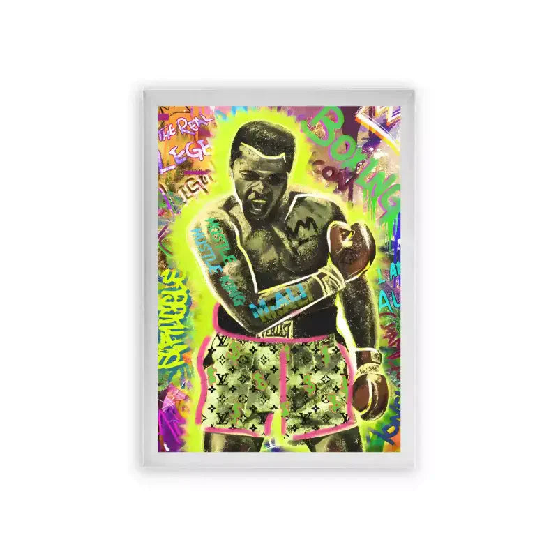 Muhammad Ali 'The Greatest in Color' Framed Poster White Premium Wood