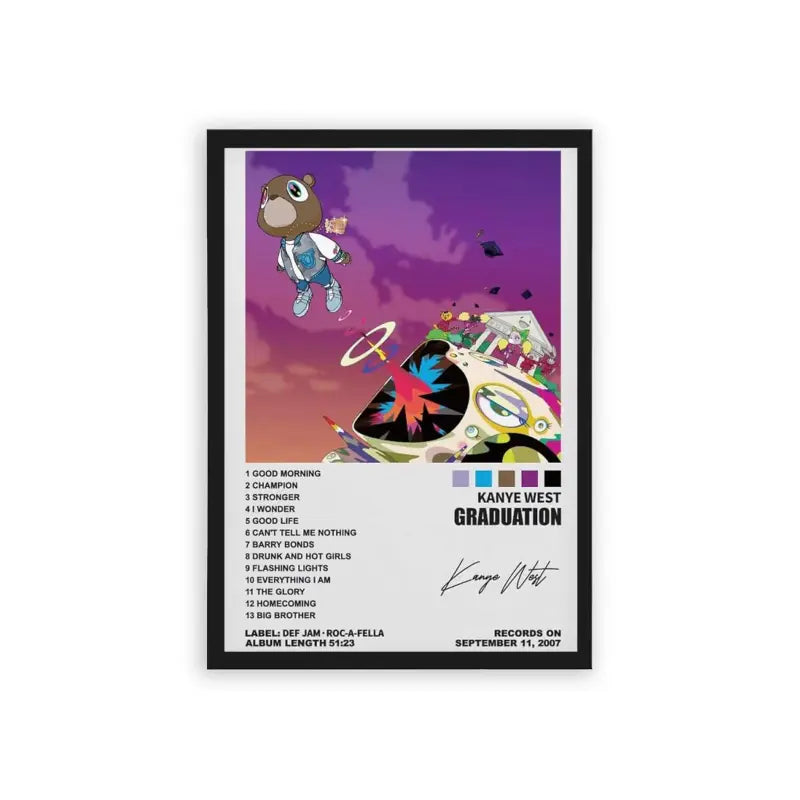 Kanye West 'Graduation' Framed Poster Black Hard Fiber